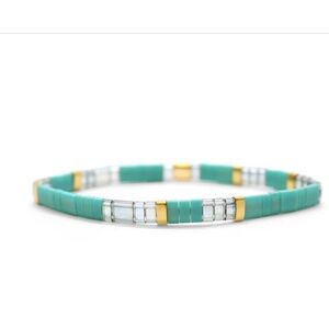 Skylar Paige - BLESSED - Morse Code Tila Beaded Bracelet - Treasured Teal (NWT)
